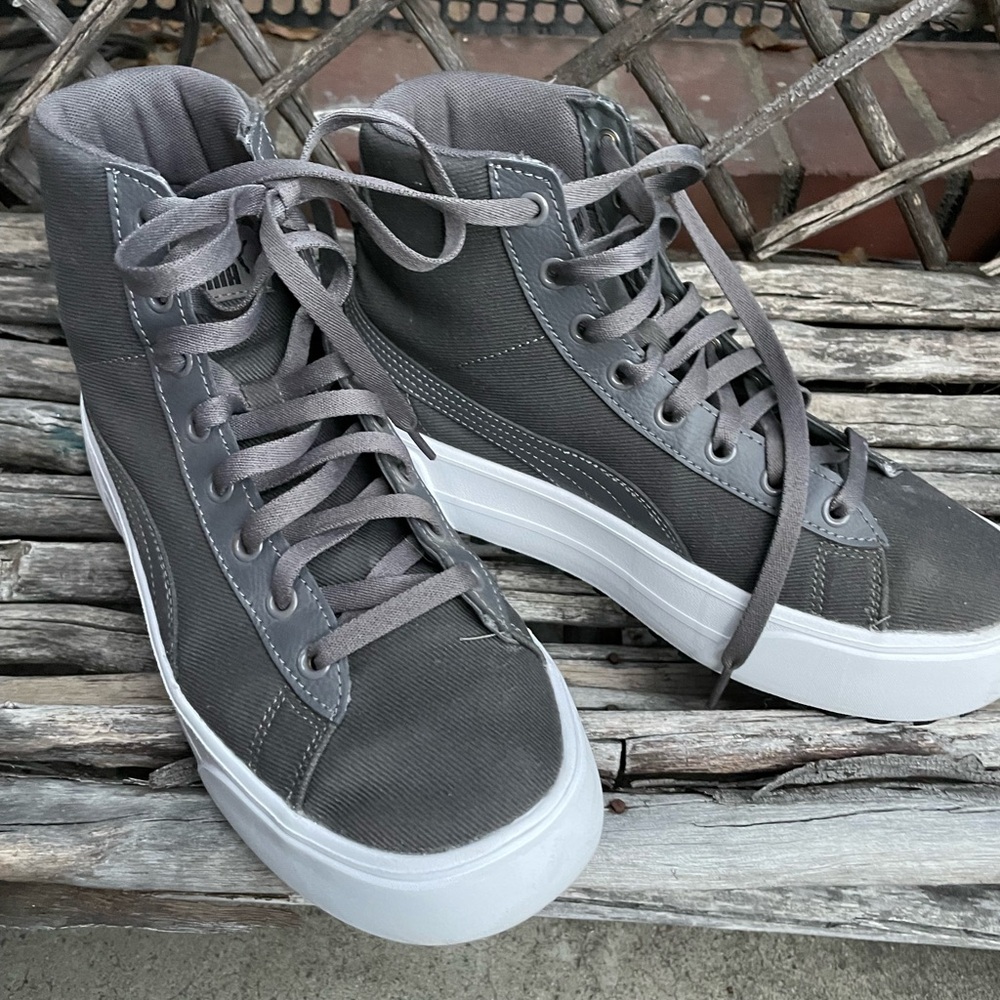 Puma Kaia Mid Platform Charcoal Sneakers with Light Soles